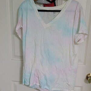 Pastel Rainbow Tie dye V-neck T-shirt